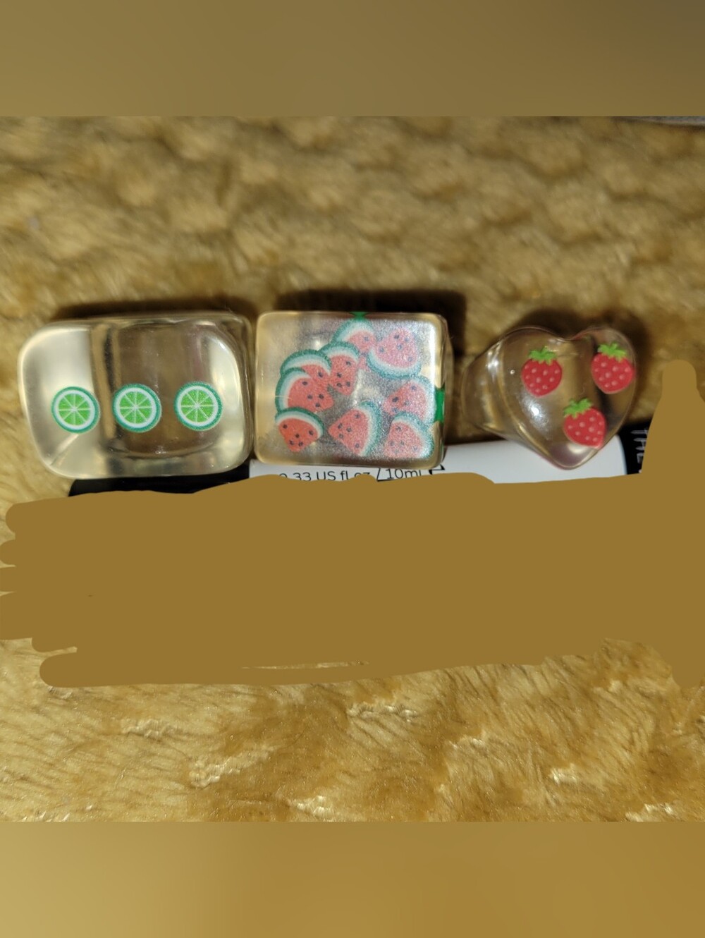 EUC Urban Outfitters Resin Fruit Confetti Ring Set